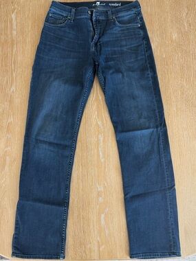 7 For All Mankind Straight Jeans in Dark Blue